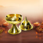 Akhand Jyoti Brass Diya for Puja Small with Cover